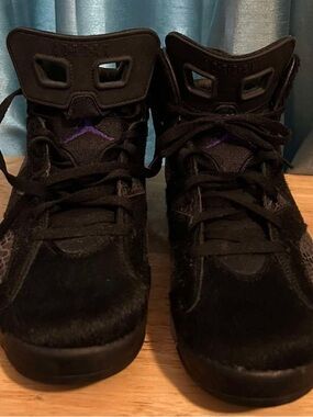 Jordan Black and Purple High-Top Sneakers